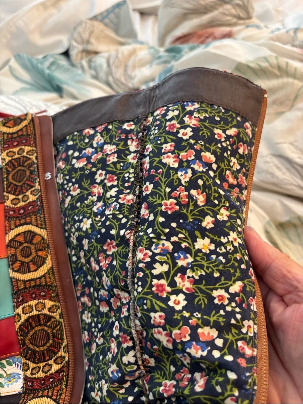 Patchwork Boots from Socofy ZIP UP
